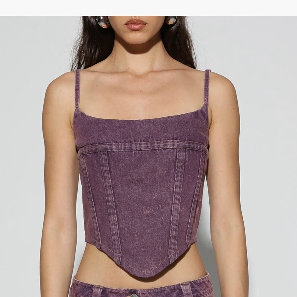Dylan Purple Denim Crop Top